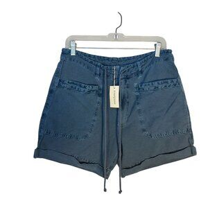 Sundance Sea Level Blue Casual Drawstring Shorts Size M Cotton-Linen Blend